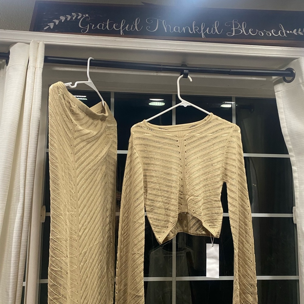 Beige Knit Sweater and Skirt Set #festival #beachy - Picture 3 of 10